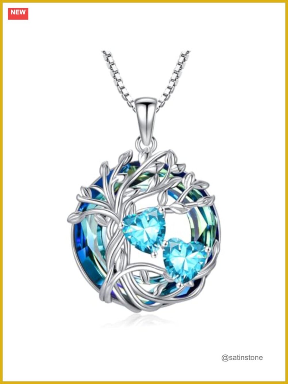 S925 Sterling Silver Tree of Life Pendant Necklace White Gold Plated